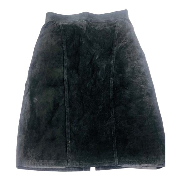 3580 Women Black Suede Leather Pencil Skirt Mini High Ris 7/8 Vintage 90’s - Picture 1 of 10